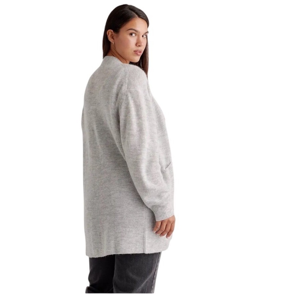 Quince Baby Alpaca Wool Oversized Cardigan Gray Size M Lightweight Soft - Picture 4 of 11